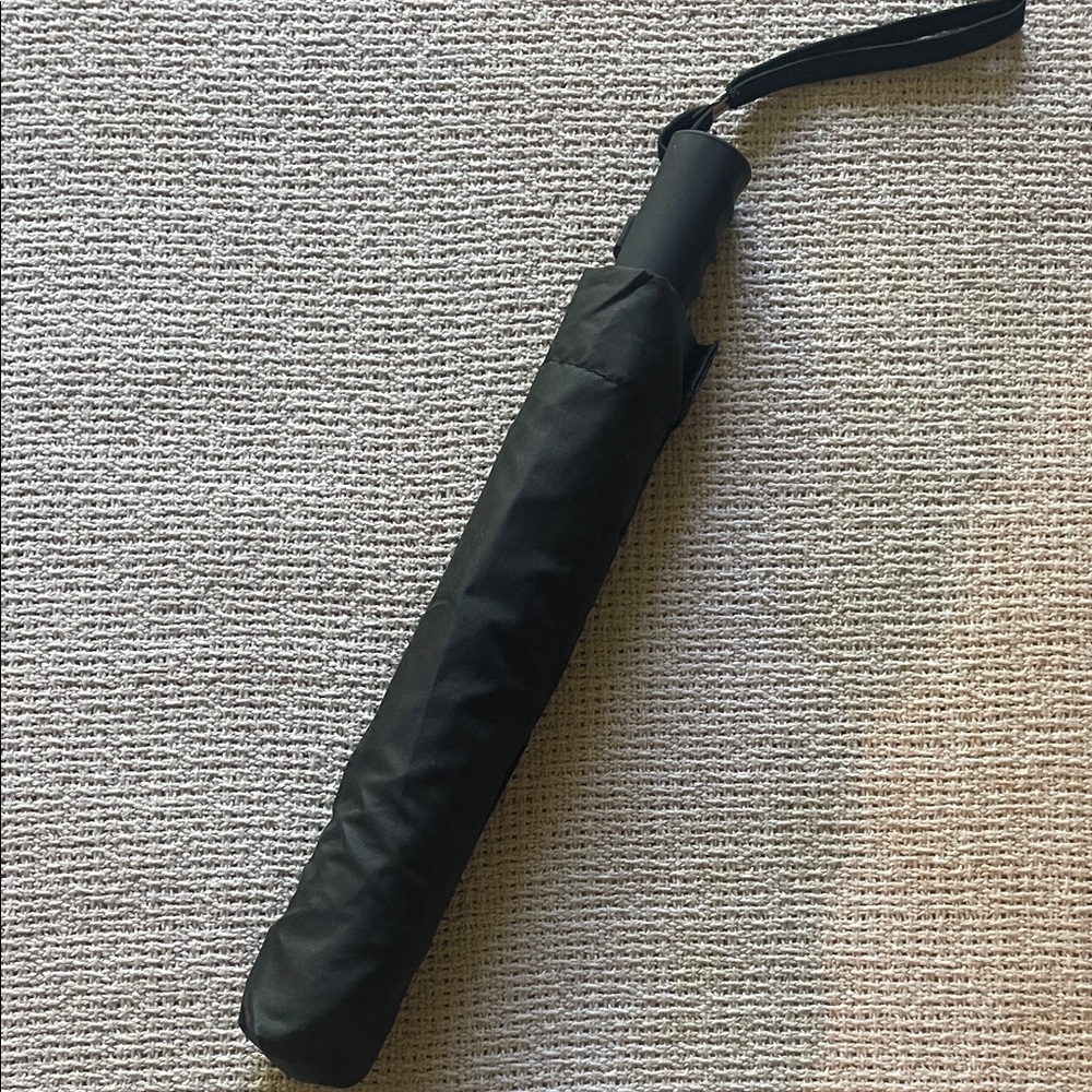 Sleek Black Umbrella with Wrist Strap
